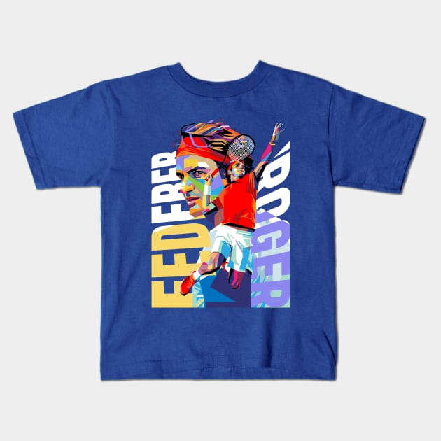 Roger Federer Colorful Kids T-Shirt by Laksana Ardie Store